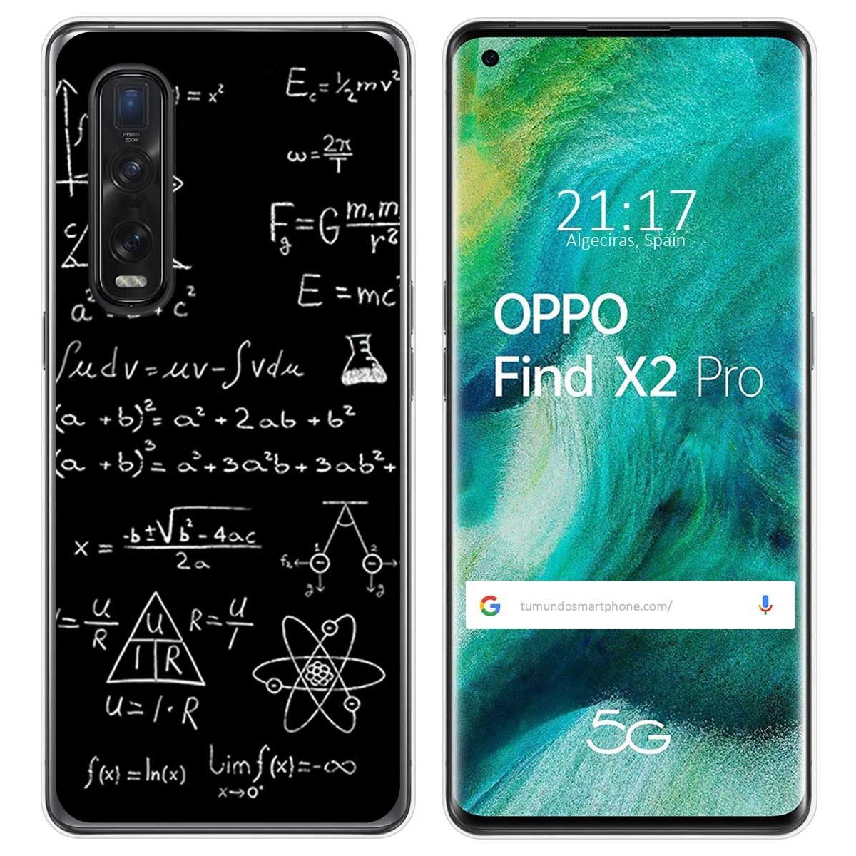 Tumundosmartphone Funda Gel Tpu para Oppo Find X2 Pro diseño Formulas Dibujos
