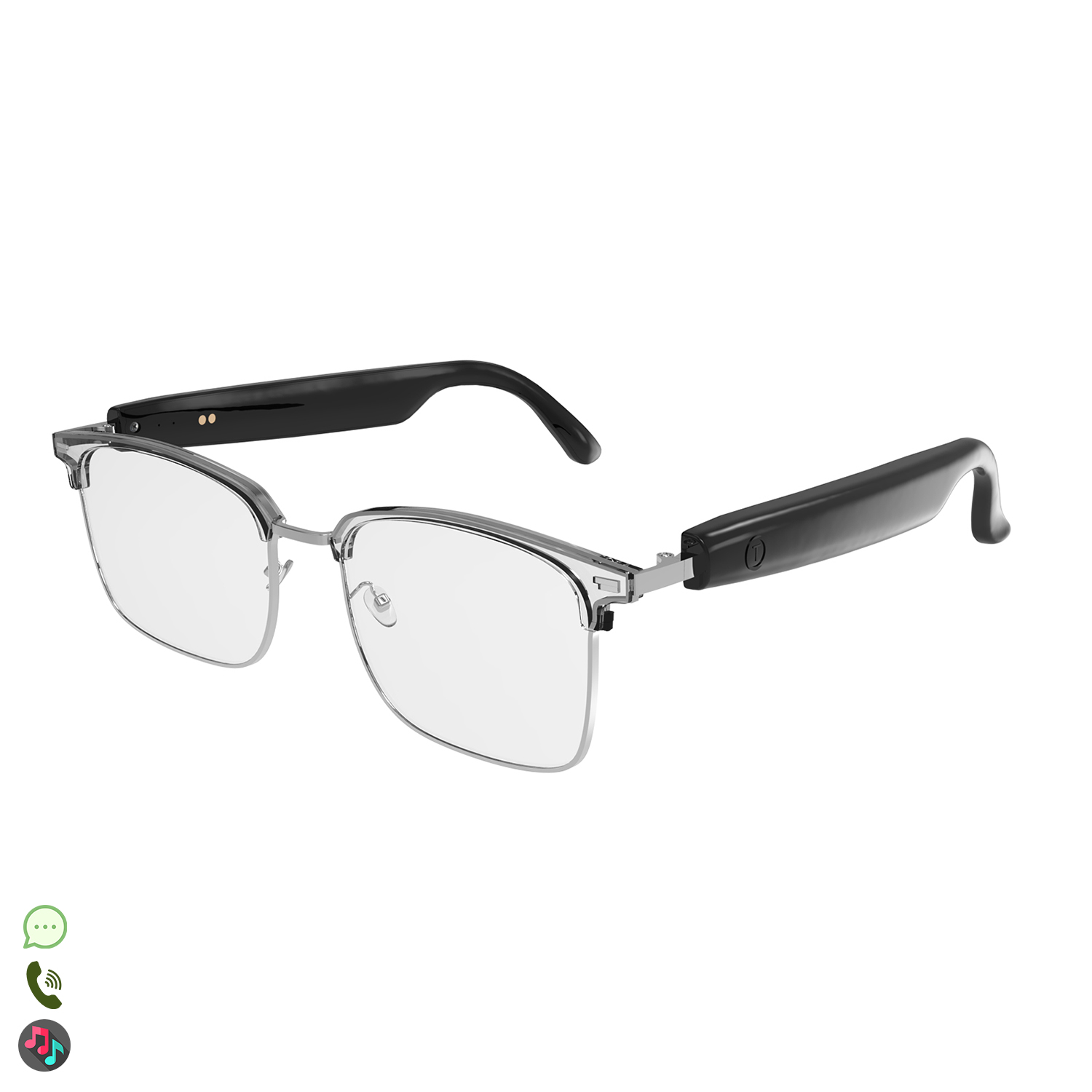 DAM Gafas inteligentes GS13 lentes fotocromáticas, llamada bluetooth, asistente de voz, control remoto de la cámara. 15x14,5x4,9 Cm.