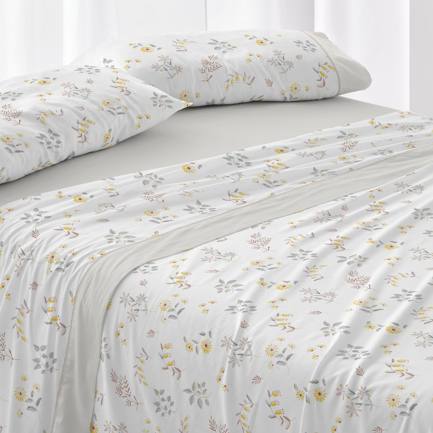 Juego de Sábanas 100% Algodón Floral - 6 Medidas Disponibles - Extra Suaves para Todas las Estaciones - Diseño Primaveral