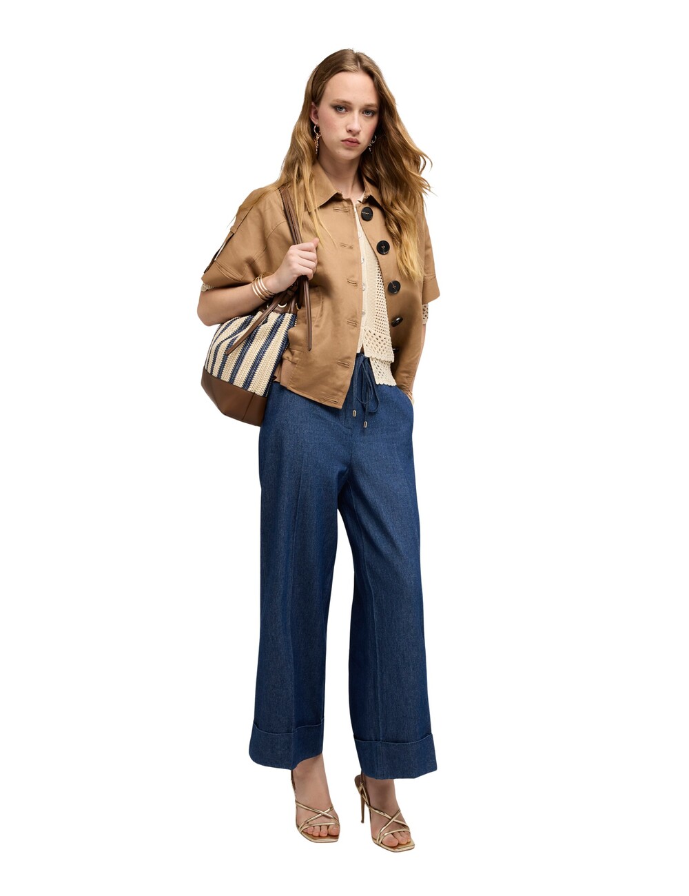 Motivi - Jeans cropped palazzo con cordón