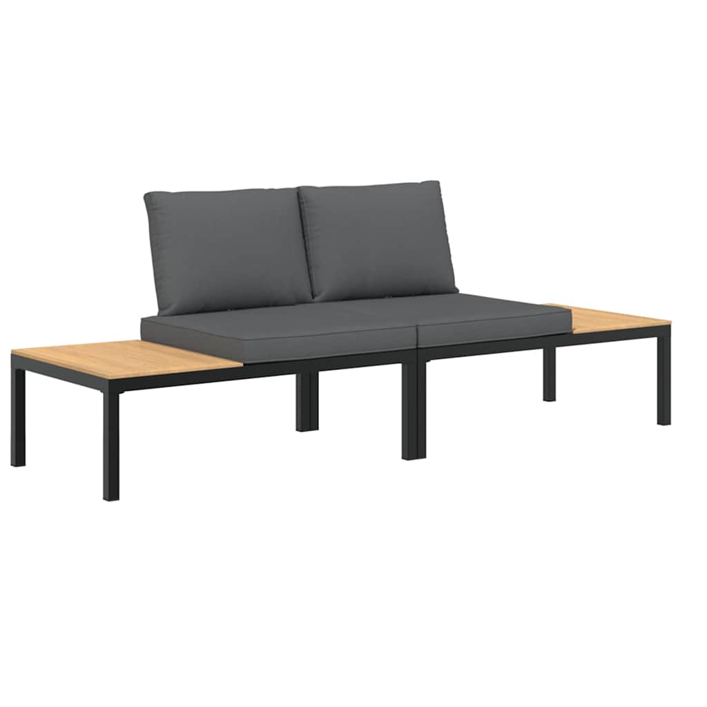 vidaXL Set de sofás de jardín con cojines 2 piezas aluminio negro