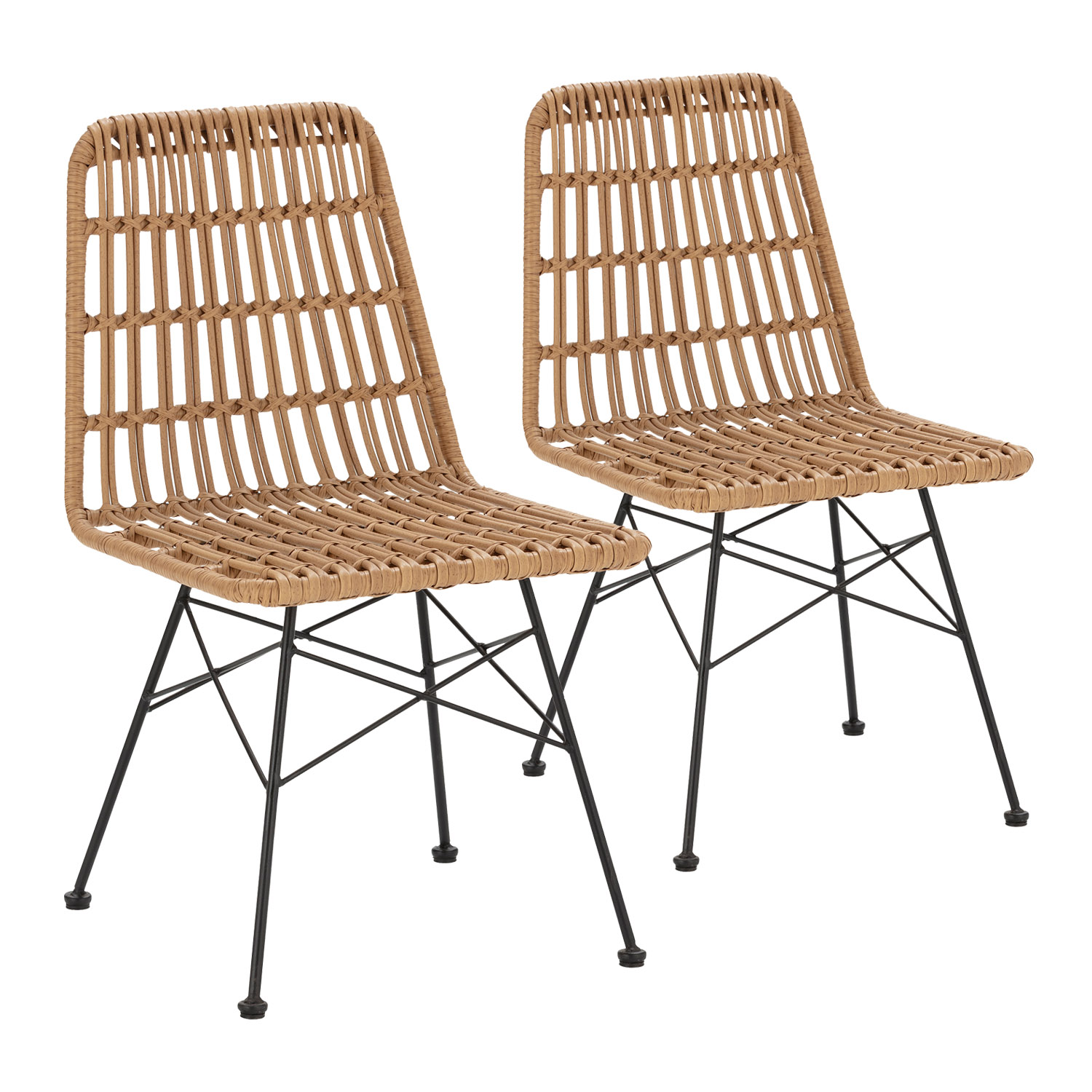 VS Venta-Stock Pack 2 sillas de comedor o jardín Aitana Ratan/Negro