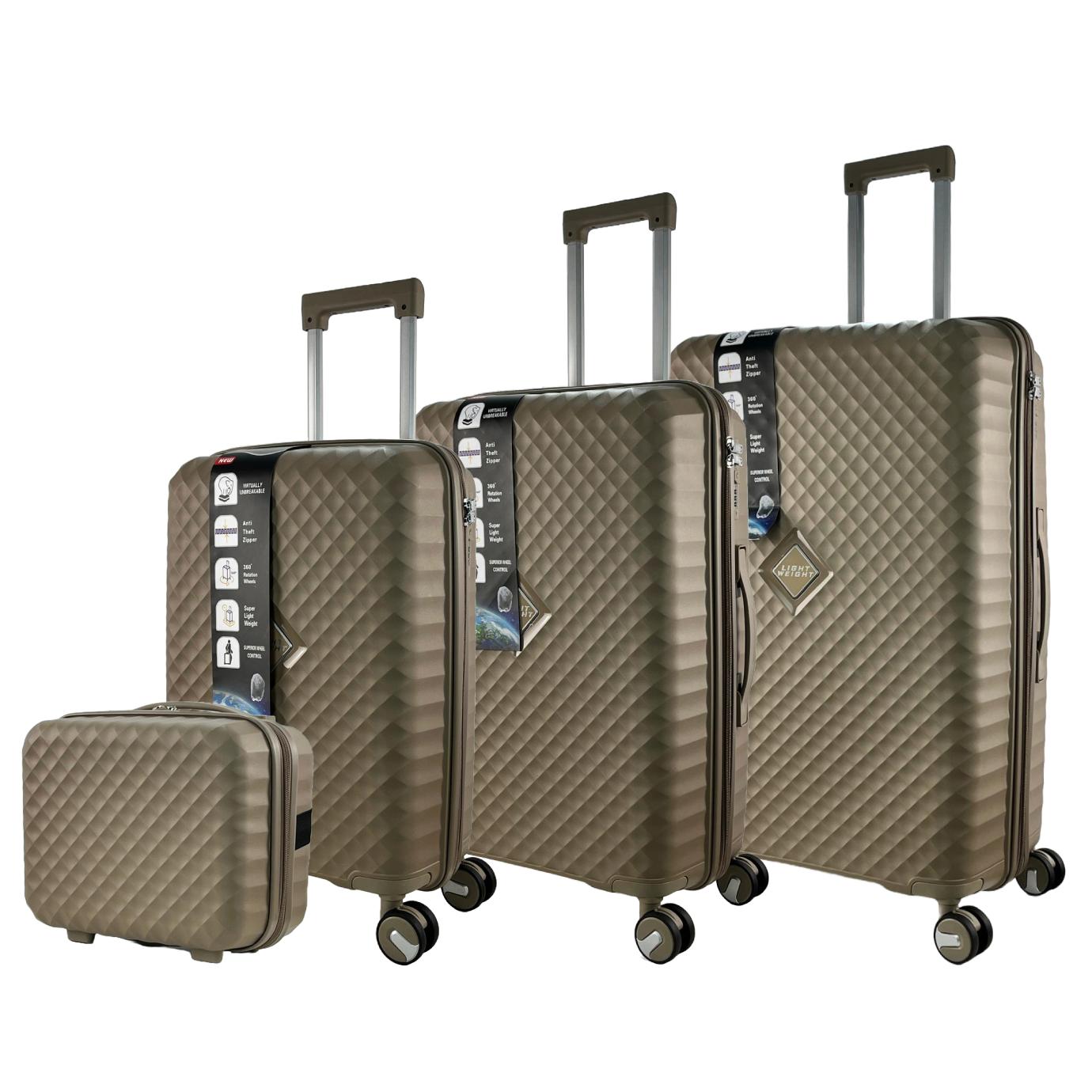 Conjunto de 4 Maletas de Viaje SEVILLAS mod. Triana: Carcasa de PP, Cerradura TSA, 8 Ruedas Giratorias 360°, Asa Telescópica