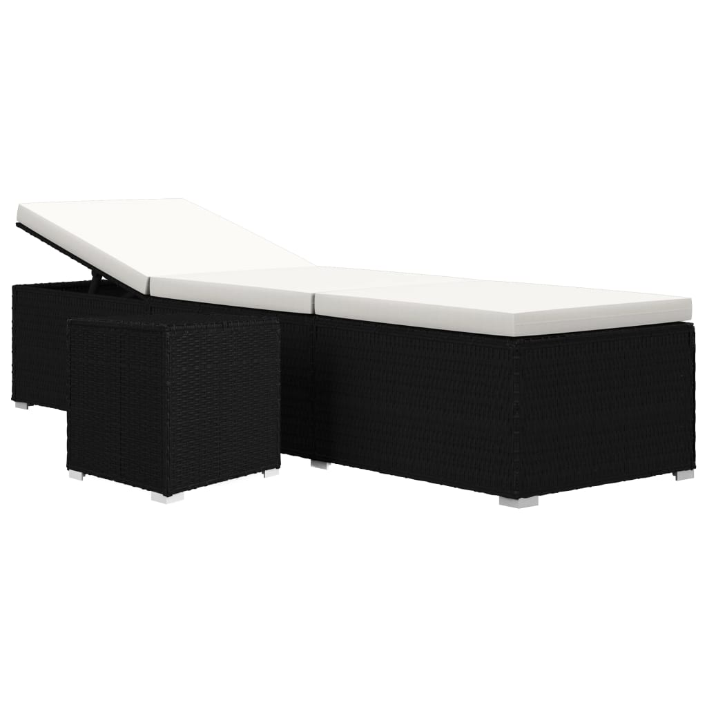 Vidaxl Tumbona de Jardín con Cojín y Mesita Ratán Sintético Blanco Crema