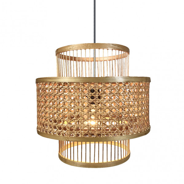 Colgante bambu/ rattan 1xe27 bromelia regx36x36 cm