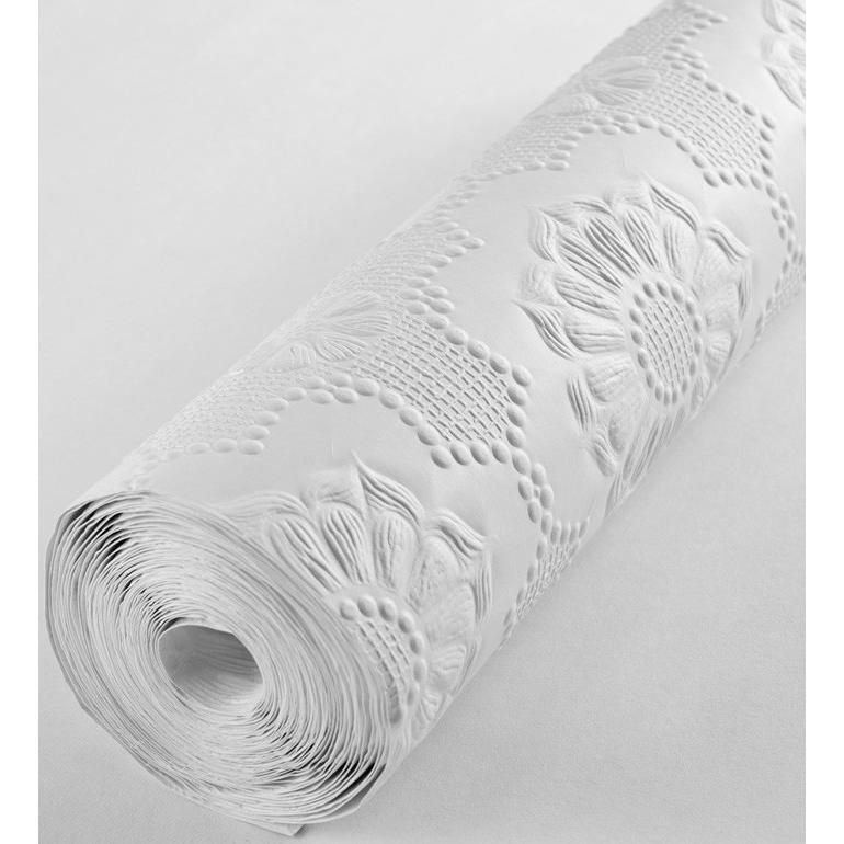 Papel pintado repintable vinílico lavable de flores con textura alto relieve - Agar Texture 123155 de GAULAN - Rollo de 10 m x 0,53 m