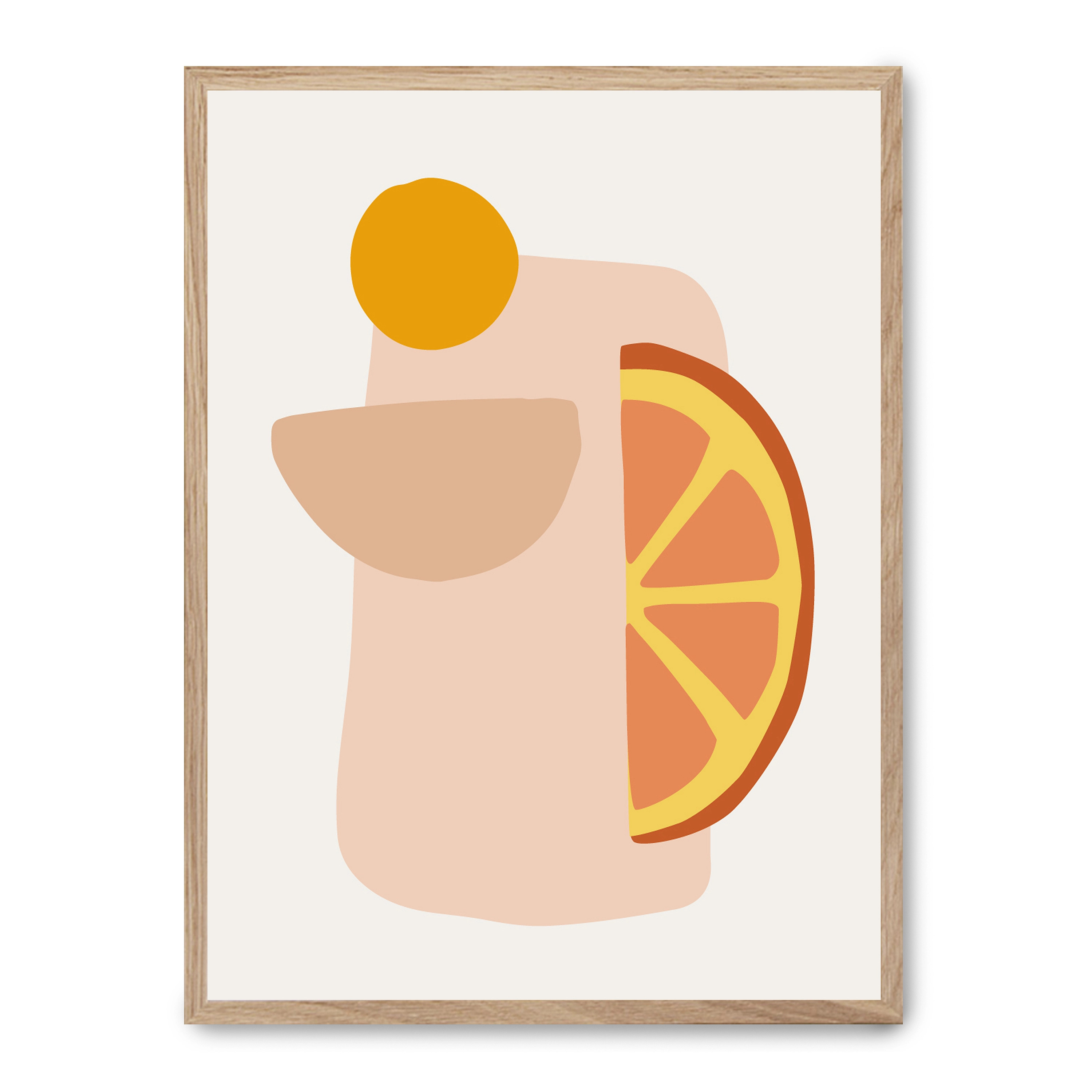 Cuadro abstract fruits 30x40cm, Póster impreso en papel de primera calidad de 180gr, montado sobre marco de madera MDF acabado roble., Cocina - Gastronomía
