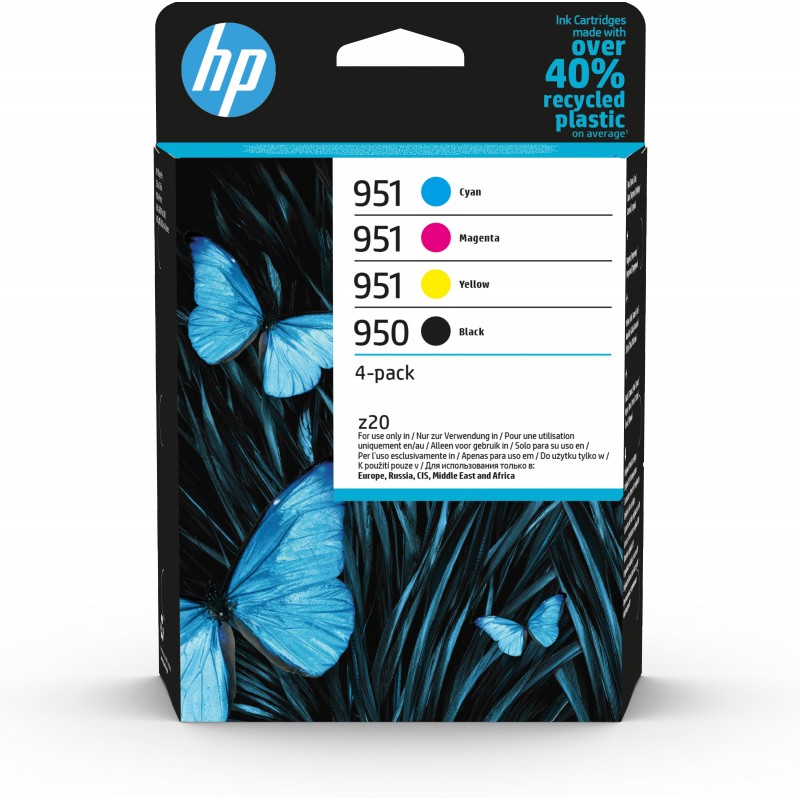 HP - Paquete de 4 cartuchos de tinta Original 950 negro y 951 cian/magenta/amarillo 6ZC65AE