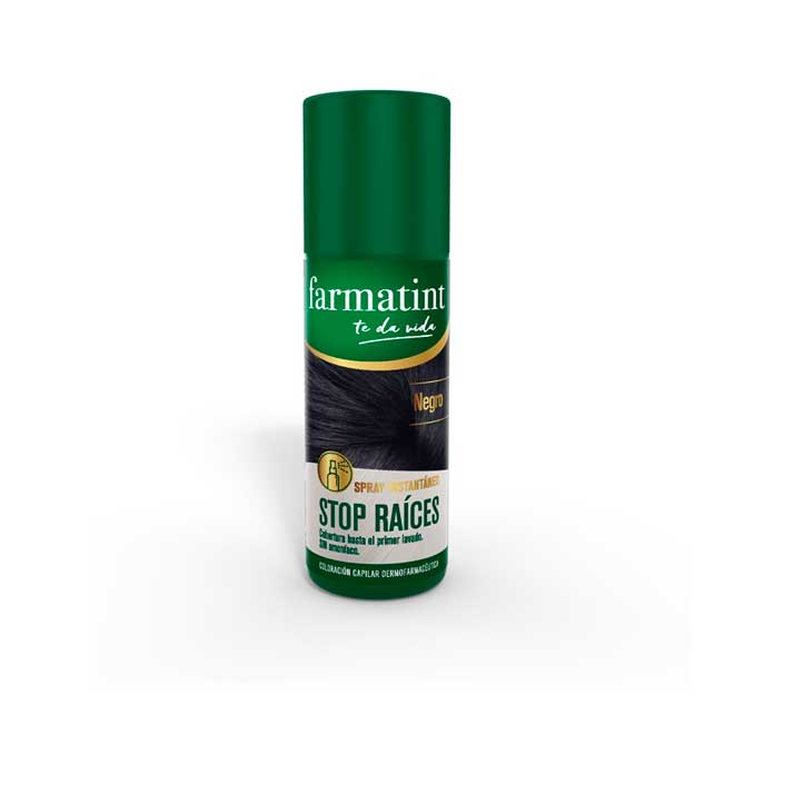 Farmatint Stop Raíces Negro - Spray Retocador - Cubre Raíces y Canas - Sin Amoníaco