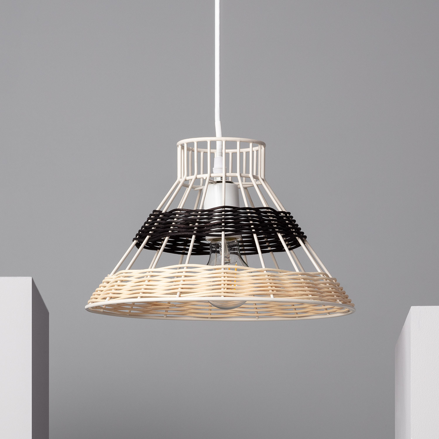 Ledkia Lámpara Colgante Ratán Wasari de Diseño Único y Elegante para Interiores