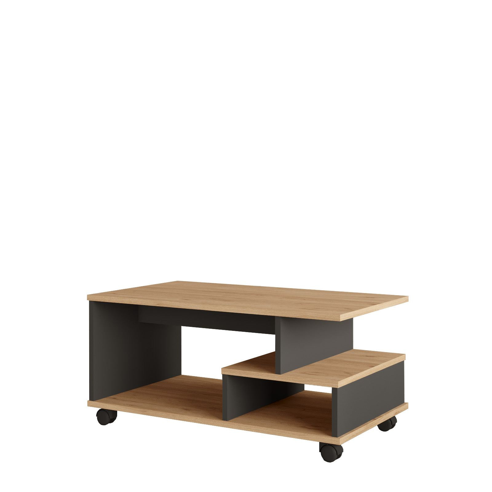 Habitat y Jardin - Mesa baja de madera "MIN9" - 90 x 51 x 42 cm - Gris antracita
