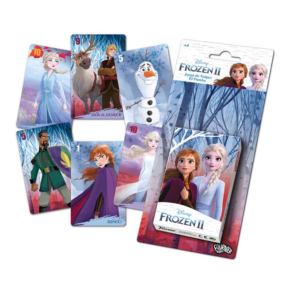 Fournier Baraja infantil de 40 cartas con los personajes de la película de Disney Frozen II Reglamento juego del Pumba en español A partir de 4 años De 2 a 6 jugadores En blister