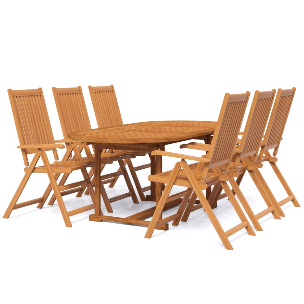 vidaXL Juego de comedor para jardín 7 piezas madera maciza de acacia 120-170 cm