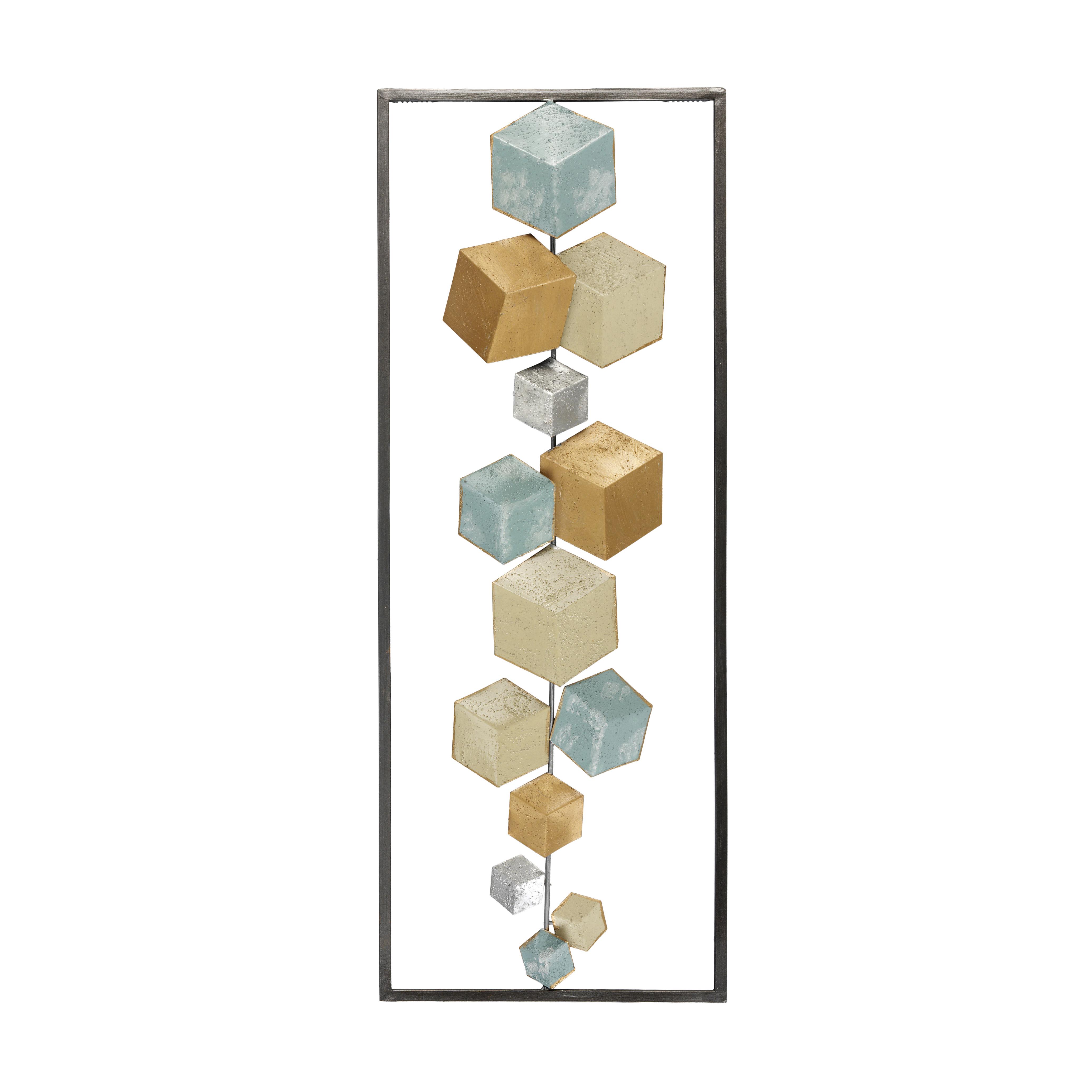 Hispanohogar Decoración Metálica de Pared Colección Géométrica 74x29 Cm - Efecto Tridimensional