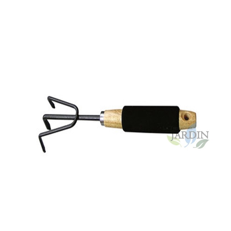 SUINGA Cultivador Manual de Jardinería de 3 Pinchos | Escardador para Airear y Remover Tierra | Rastrillo de Jardín con Mango