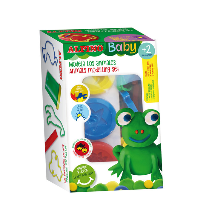 ALPINO PASTA MODELAR ALPINO BABY DOUGH ANIMALES 85GR 3 COLORES SUR ALPINO BABY 7x12x20 Cms.