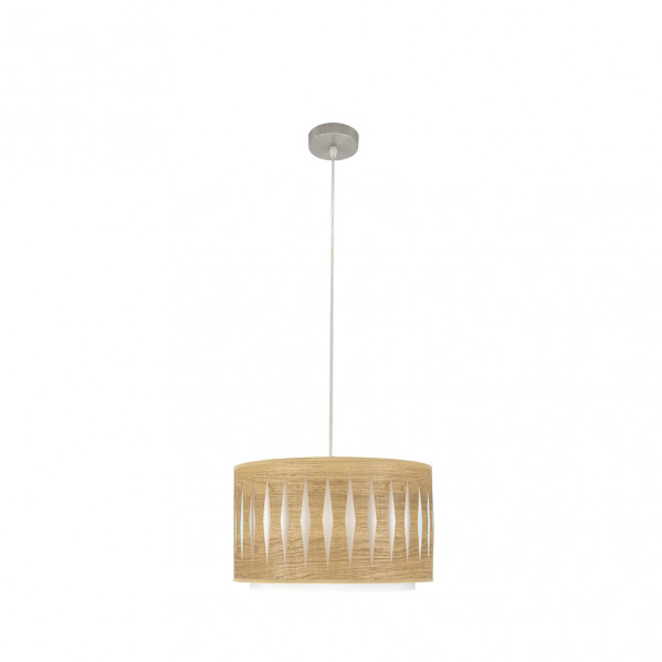 Colgante alexandra 1xe27 niquel/madera clara regx30x30 cm