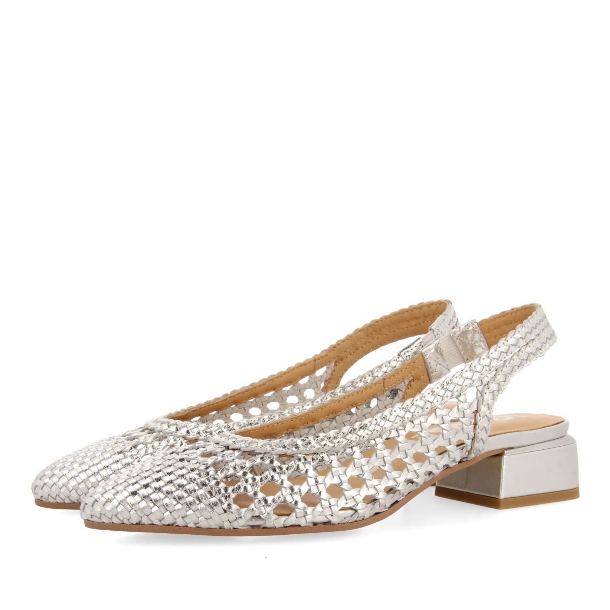 Gioseppo Bailarinas Trenzadas de Piel en Color Plata para Mujer PISKOVE - Diseño Chic y Destalonado