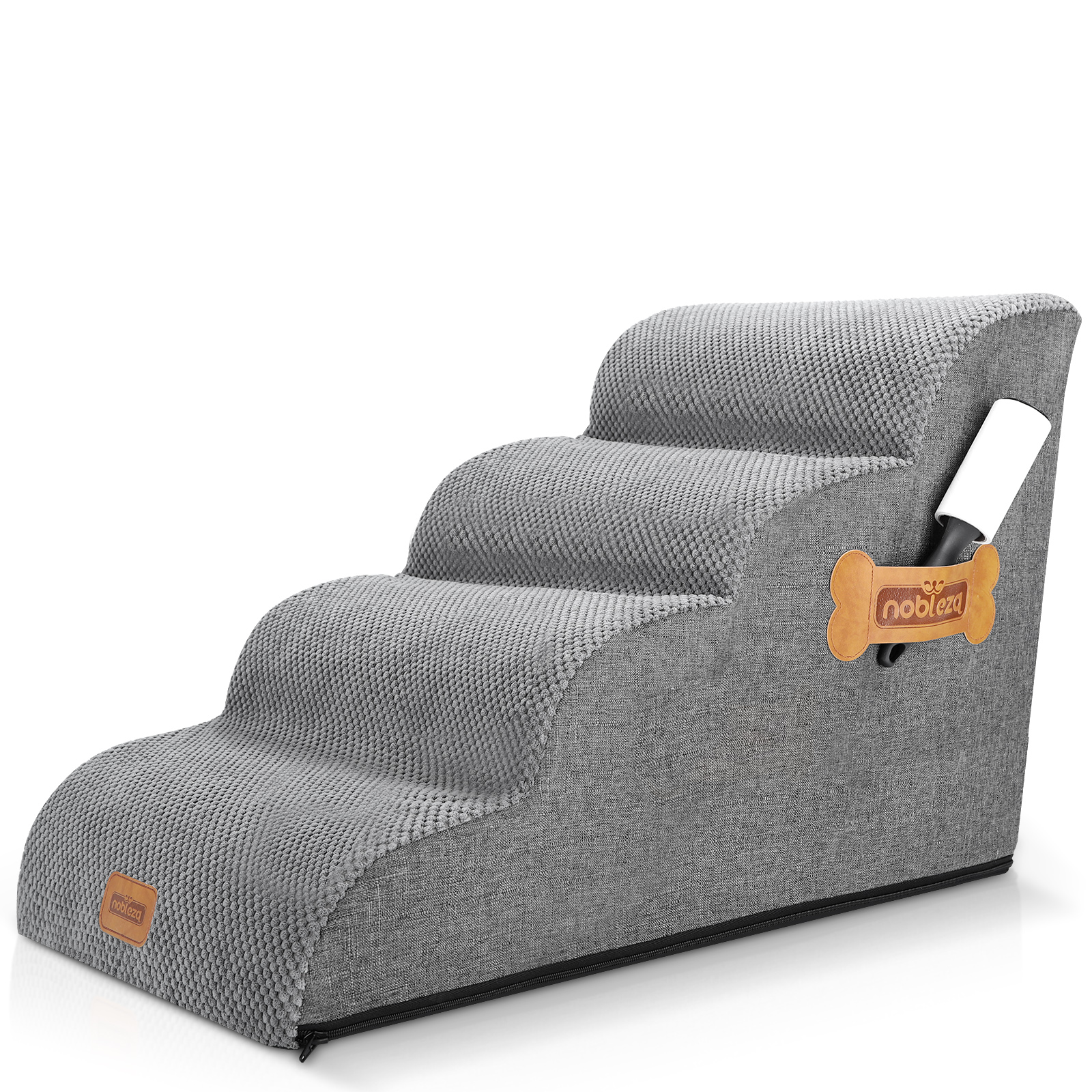 Nobleza - Escalera para Perros, Escaleras Rampa para Perros Mascotas de Espuma de 3 Escalones con Rodillo para Pelusa, Escalera para Cama de Perros Pequeños Perros y Gatos Subir a la Cama