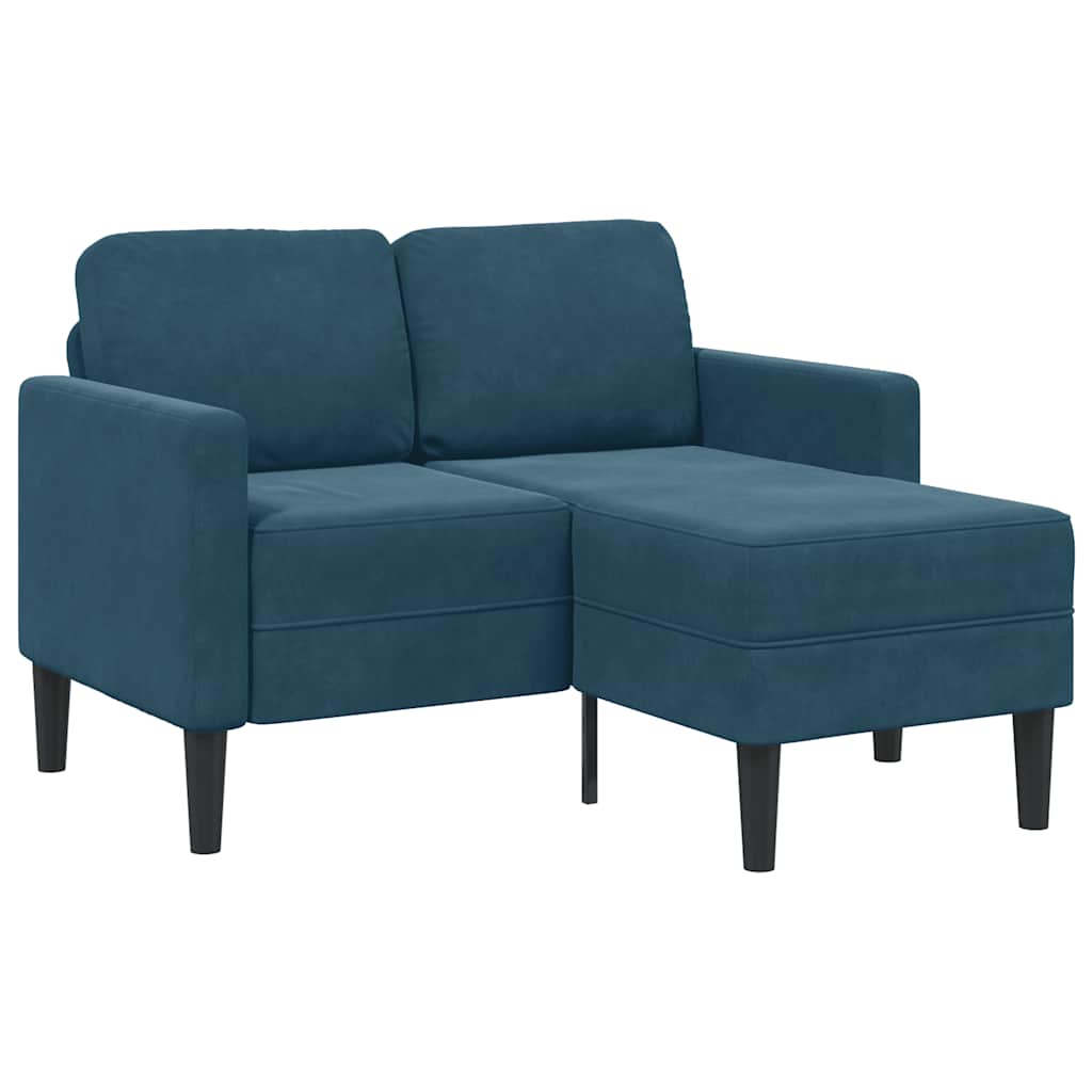 vidaXL Sofá 2 plazas con chaise longue en forma L azul 125 cm
