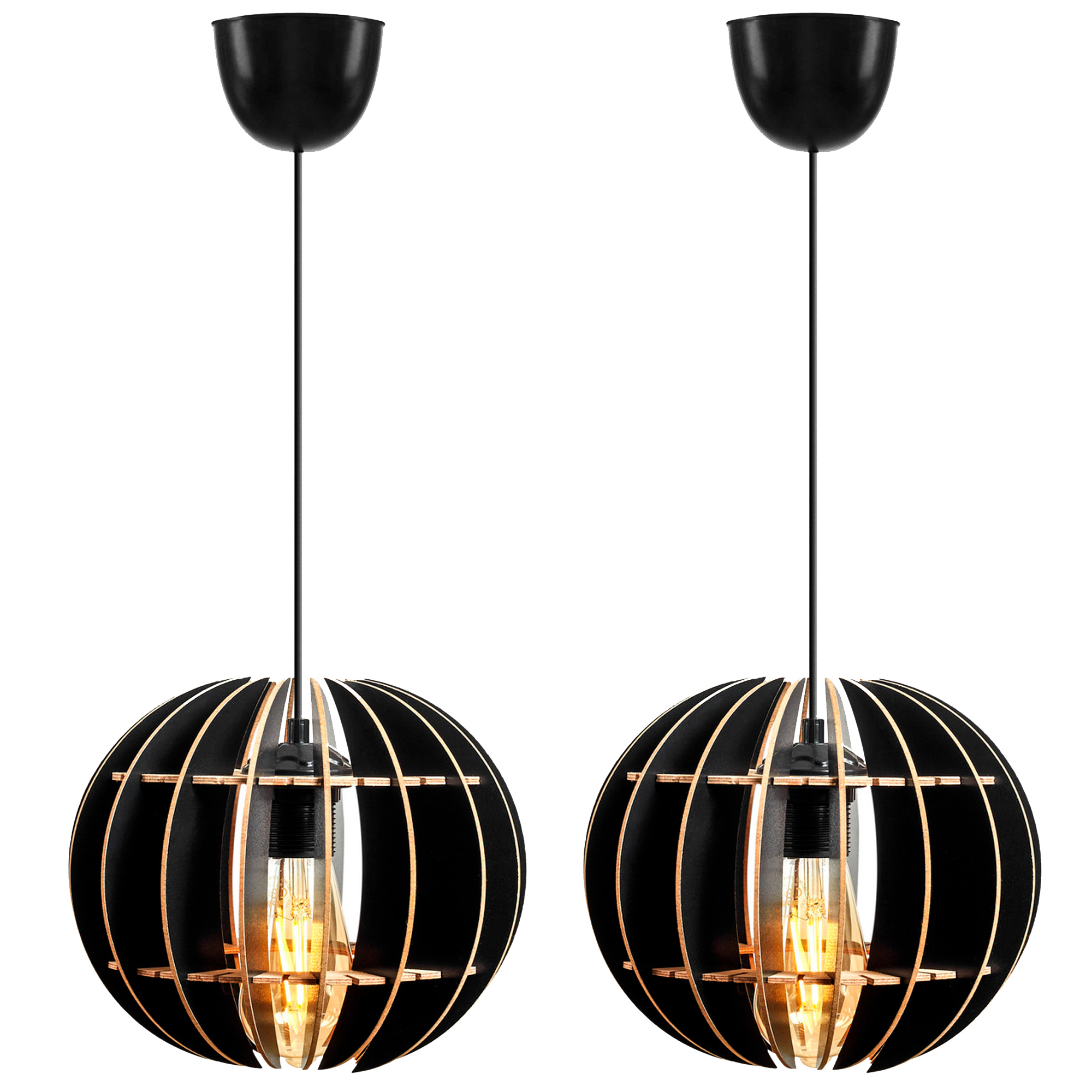 Juego de 2 Lámparas de techo 60 cm. negro, tipo E 27 Max 45 - 60 W WELLHOME