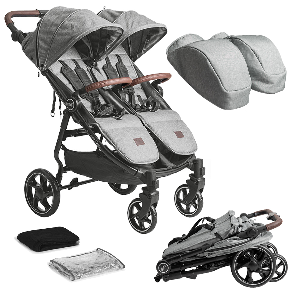 Niu - Silla de paseo Gemelar VentTwin+ para bebes - Ligera, Compacta y Versátil Carro Gemelar: Capazo NO incluido (aparte) - Respaldos y Reposapiés ajustable Chasis de aluminio - capota XXL…