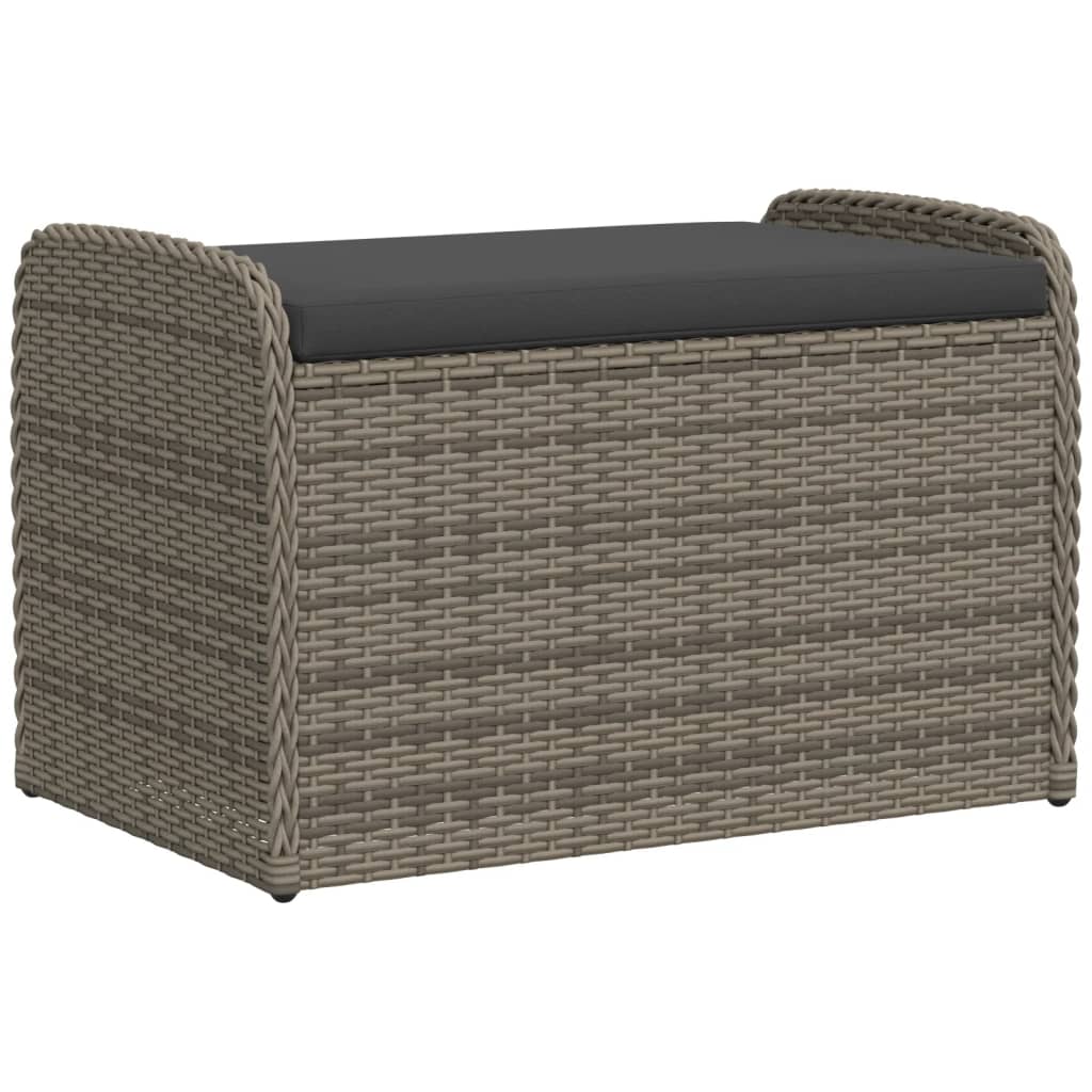 vidaXL Banco de almacenaje con cojín ratán sintético 80x51x52 cm en color Gris/Marrón/Negro | acolchados duraderos para sofás de jardín terraza exterior