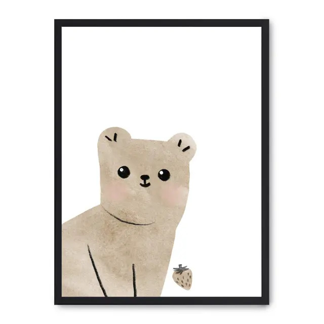 Cuadro bear ii 30x40cm, Póster impreso en papel de primera calidad de 180gr, montado sobre marco de madera MDF acabado en negro., Infantil - Bebé