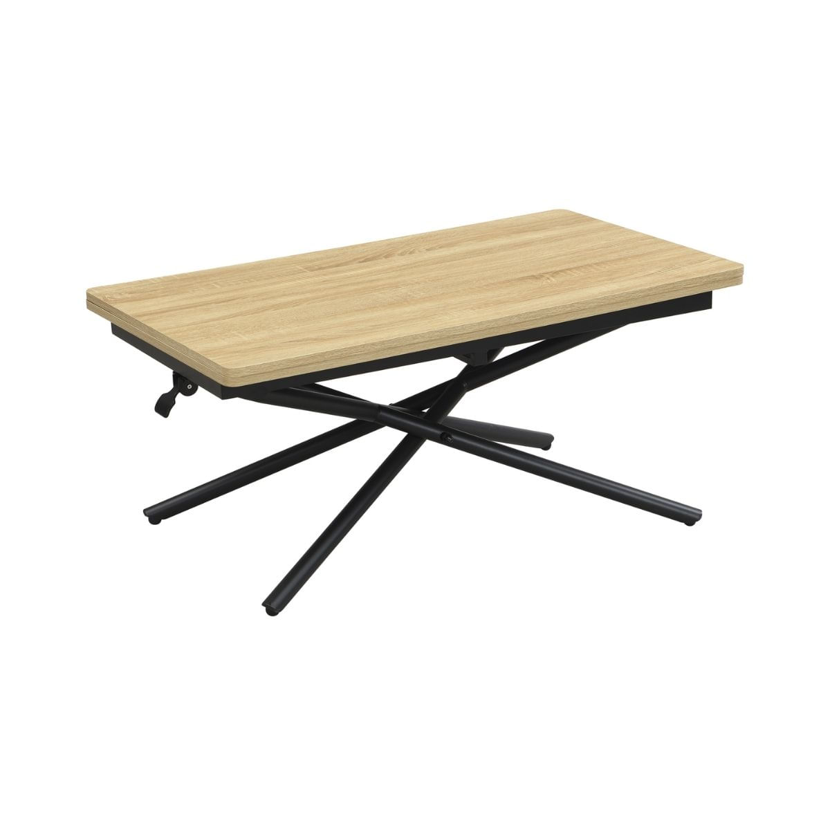 Mesa de centro Katy diseño elevable y extensible negro/natural 38-76,5x57-114 x100 cm Adec