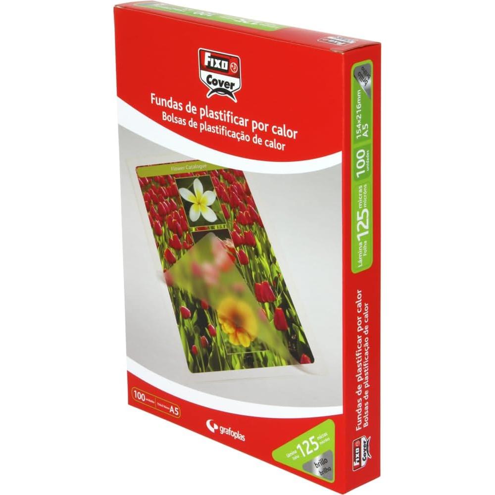 Fixo 1021500 - Caja de 100 fundas para plastificar, transparente, 90 x 130 mm