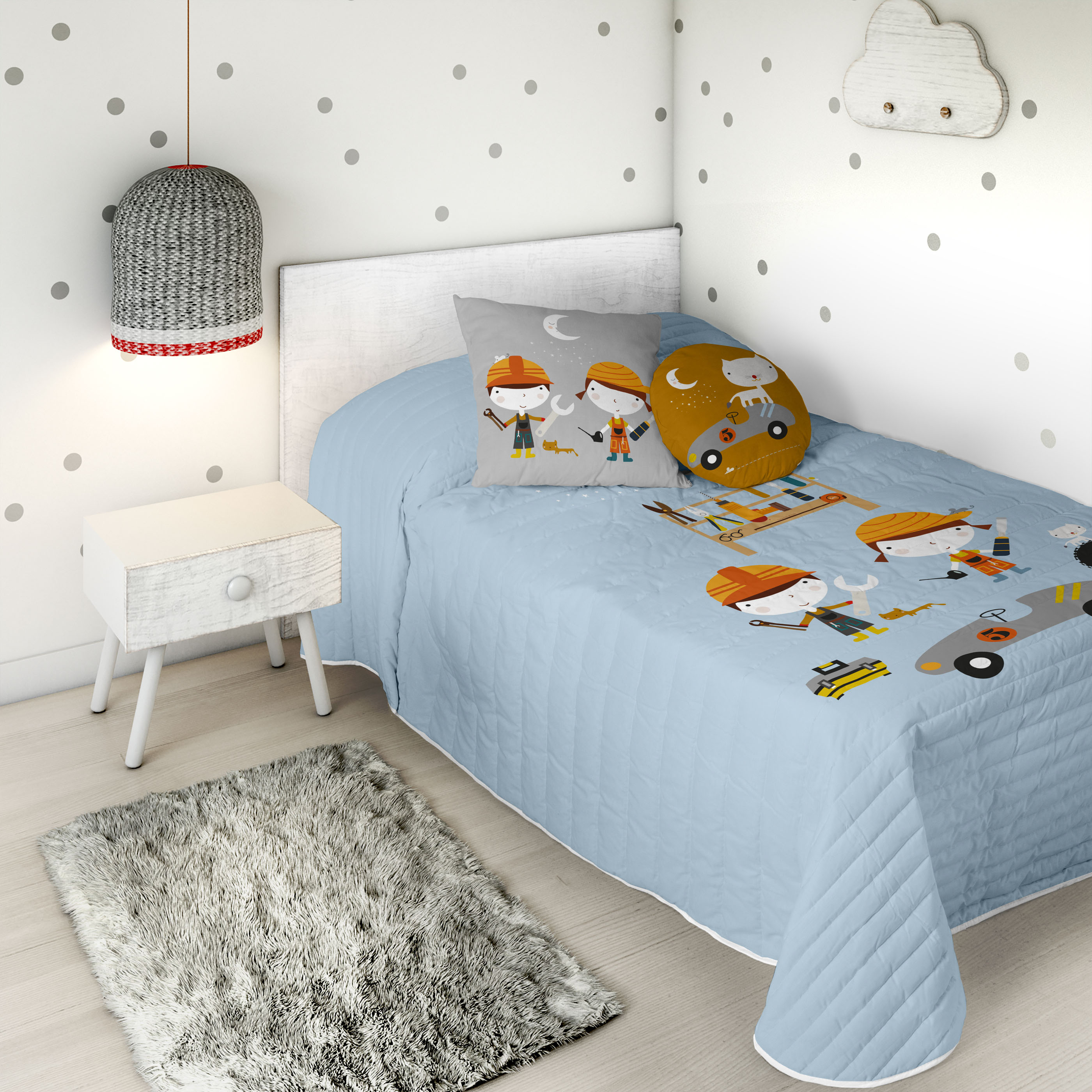 HACIENDO EL INDIO - Colcha Bouti Infantil Estampada 100% Algodón - Relleno 70 gramos -  Cubrecama Ligero Acolchado - Ideal para Primavera y Verano - Disponible para Cama 90/105 cm - Fabricada en España