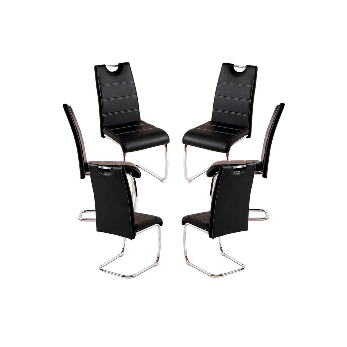 Regalos Miguel - Packs Sillas Comedor - Pack 6 Sillas Hallen Polipiel - Negro