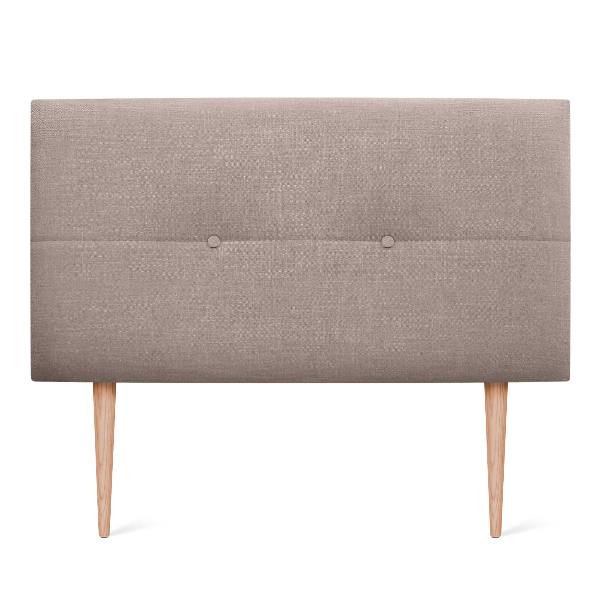 DHOME Cabecero de Lino Natural con Botones y Patas de Madera Cabezal Tapizado Cama Dormitorio Moderno