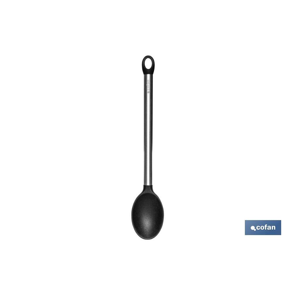 COFAN - Cuchara de Cocina Modelo Neige | Fabricada en Silicona con Mango Inox. | Medida: 34 cm | Resistente hasta 220 °C