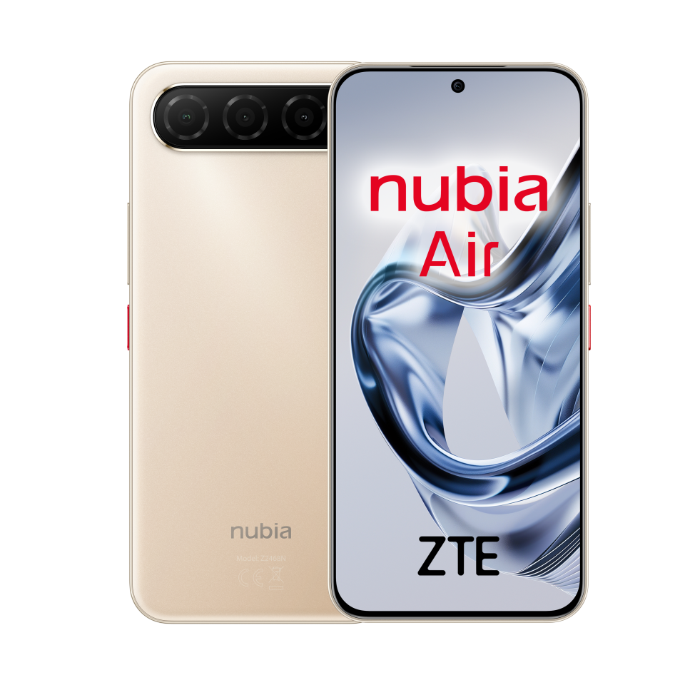 ZTE nubia Air, Smartphone libre, 5G, Pantalla AMOLED FHD+ 120Hz, 8(+12)GB RAM, 256GB ROM, Ultra fino 6.7mm, Sumergible IP69, Traducción IA en llamadas, Android 15, Batería 5000mAh.