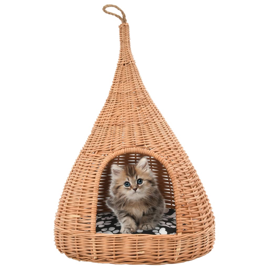vidaXL Casa para Gatos con Cojín Forma Tipi Sauce Natural 40x60cm Mascota Color Gris,  Natural, y mas