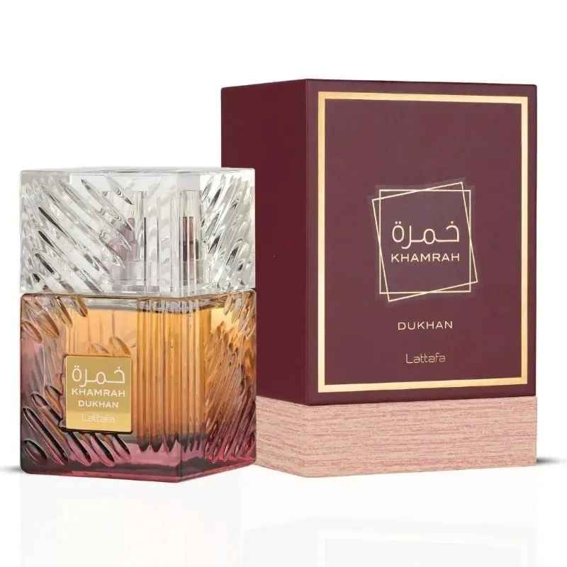 Perfume Khamrah Lattafa 100ml original fragancia árabe unisex dulce especiada duradera eau de parfum con vainilla canela notas orientales lujo regalo ideal