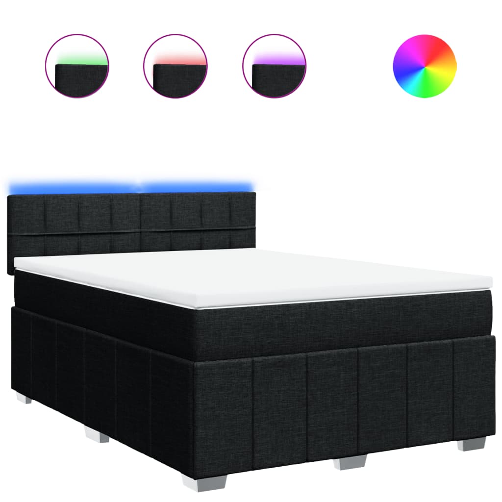 vidaXL Cama box spring con colchón tela negro 160x200 cm