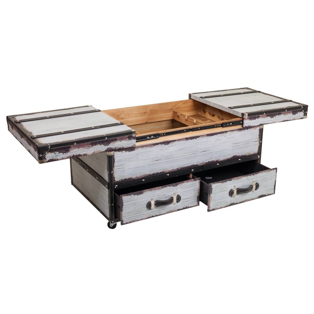 WANDERLUST DECO Botellero de madera y canvas blanco 100x60x55h cm