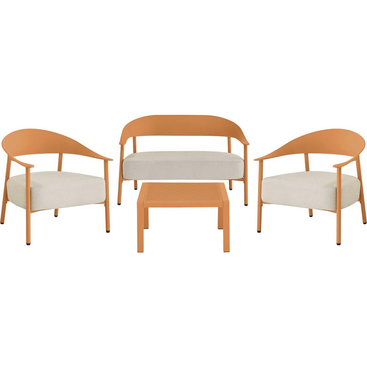 Habitat y Jardin - Conjunto de muebles de jardín "Céora" de metal y plástico - 4 plazas - Naranja