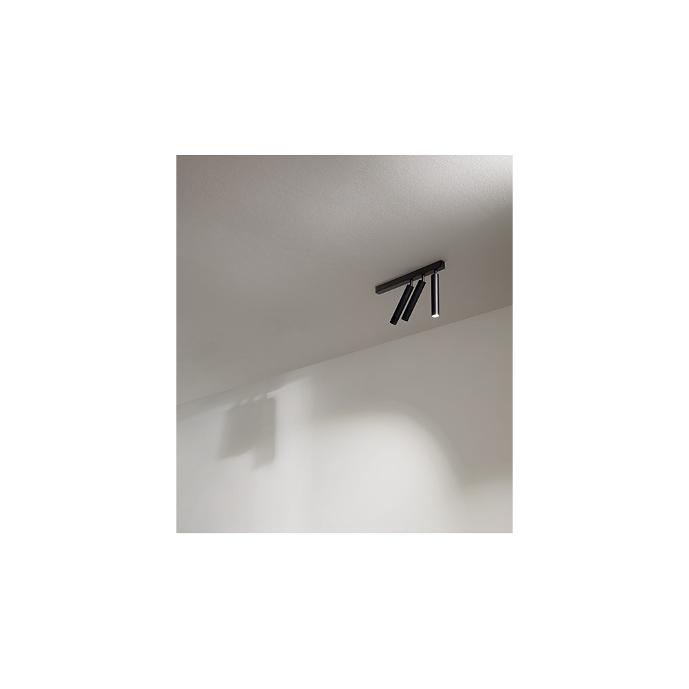 Aplique LED 3 luces BAMBU orientable cilíndrico Negro Perenz