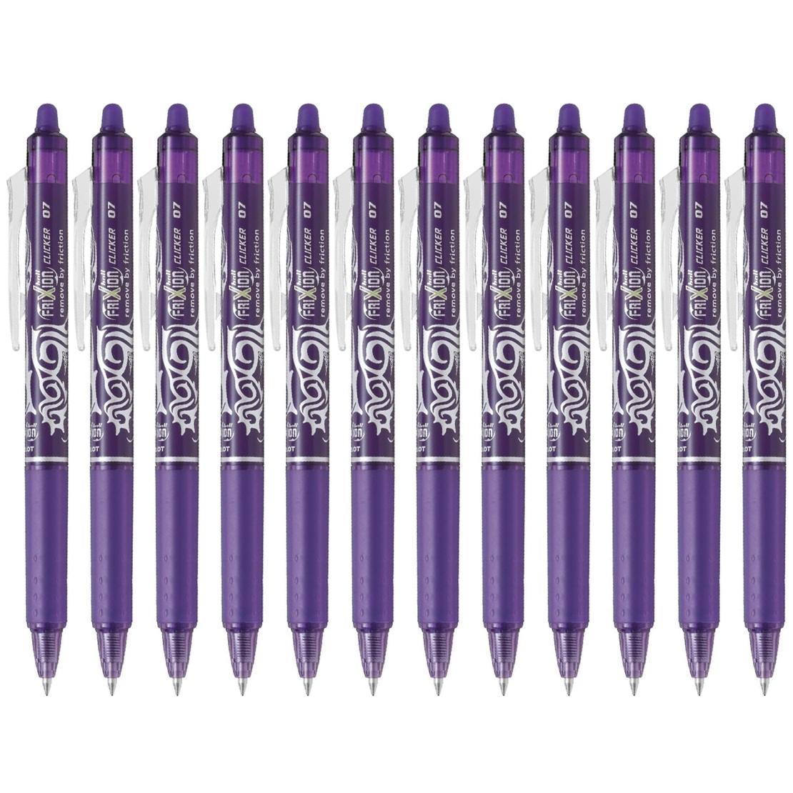Pilot Bolígrafo Frixion Clicker 0,7mm Retráctil Grip Tinta Borrable Violeta (Pack de 12)