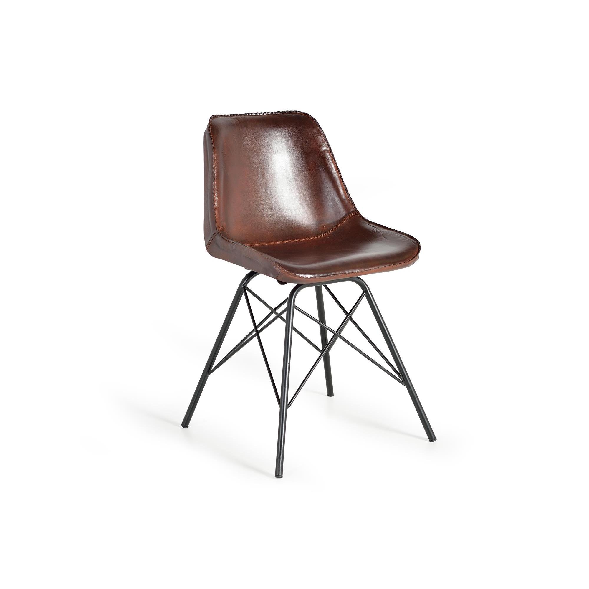 Silla estilo industrial tapiza en piel natural