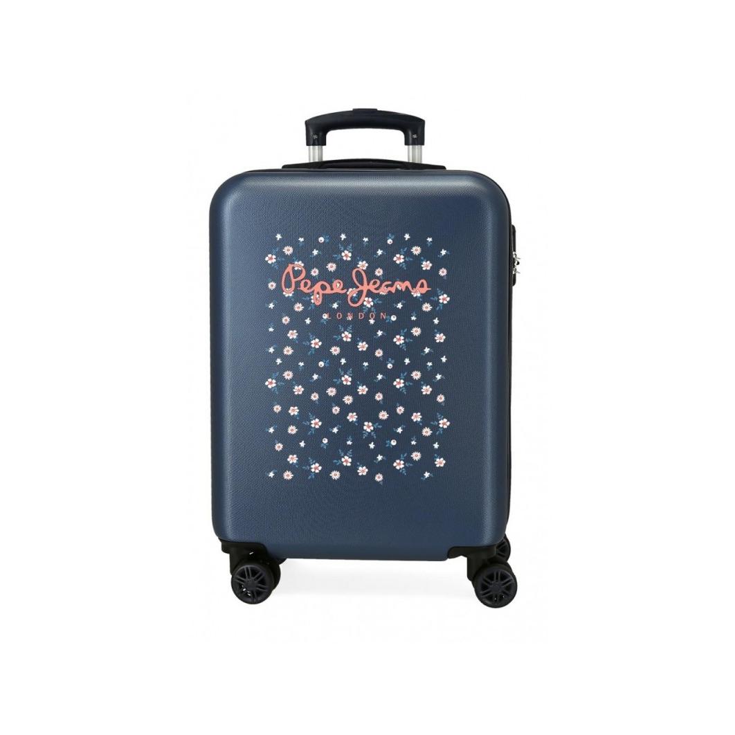 Pepe Jeans - Maleta de cabina Leslie rígida de ABS impermeable con 4 ruedas giratorias 360°, 55x40x20 cm, 37 L, apta para equipaje de mano en aerolíneas low cost y convencionales, color marino