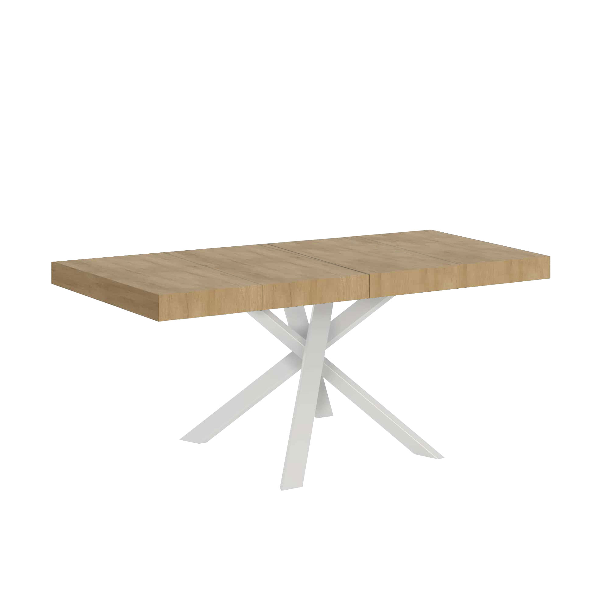 Mesa extensible 90x90/194 cm Clerk Premium Tapa Roble Natural - Patas Blancas - Itamoby