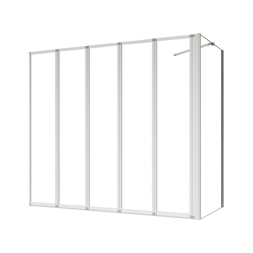 Mampara de Bañera Plegable 5 Hojas+Panel lateral,Vidrio Templado 4mm,Gris Mate,(119.9-120.9)X(67.2-69.9)X140cm