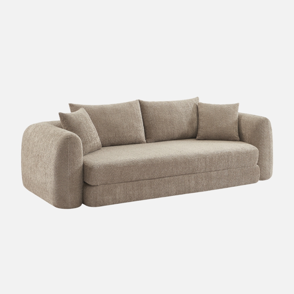 sweeek - Sofá cama en borreguito texturizado, 3 plazas , Sweeetch , 243x112x83