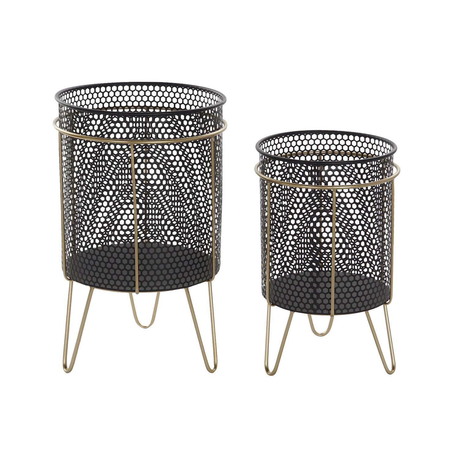 MACETERO SET 2 METAL 36X36X58 30X48 NEGRO FIJALO MC202650