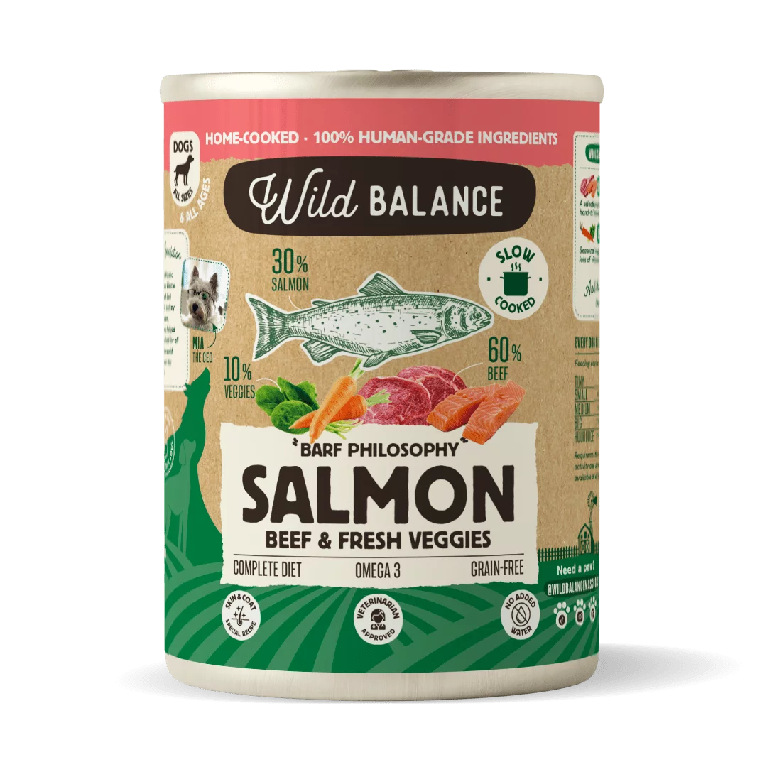 3X400g  Wild Balance Menú Completo de Salmón y Ternera para Perros