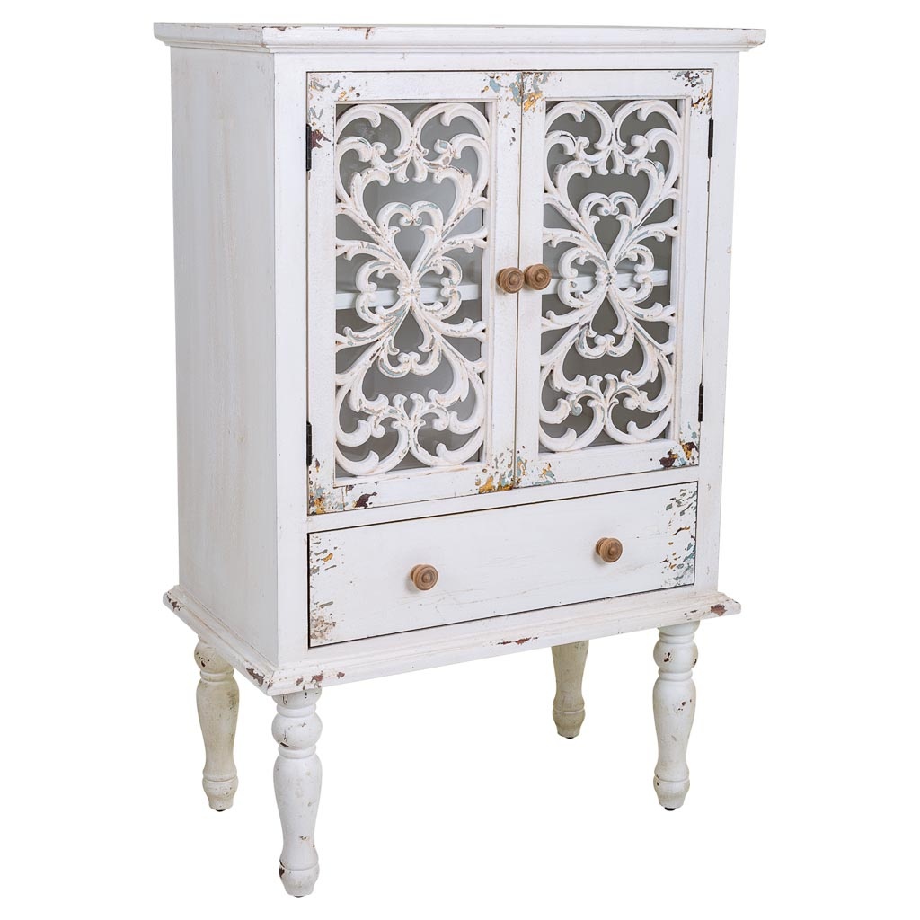 WANDERLUST DECO Vitrina de Madera Elegante 2 Puertas y 1 Cajón - Almacena Objetos Valiosos